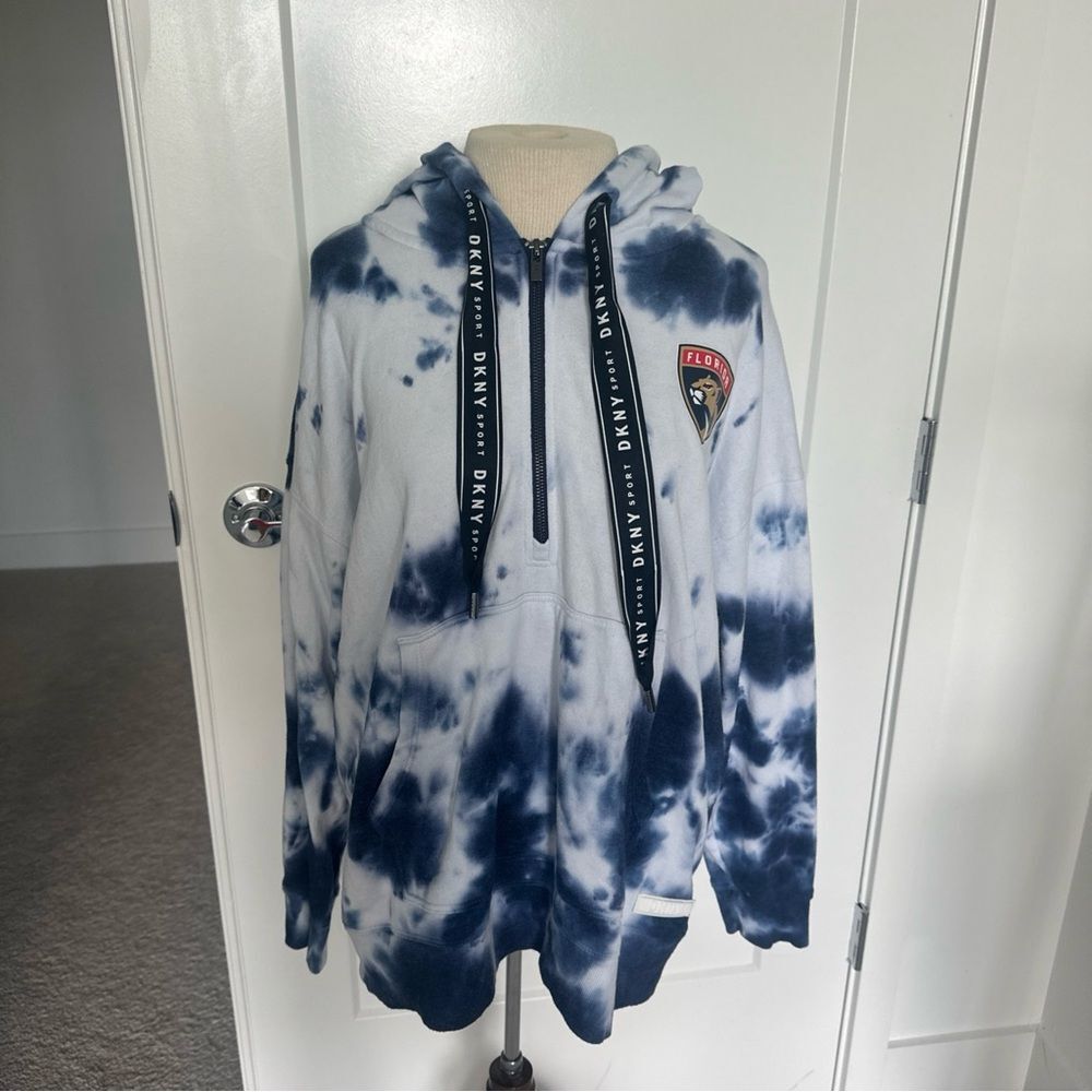 NHL Florida Panthers Sport DKNY Womens Dakota SZ XXL Tie-Dye Half-Zip Hoodie